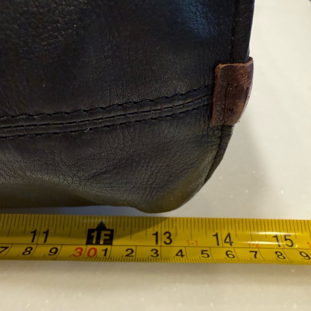 Foley + Corinna Black Leather Large Tote Bag Silver Hardware Brown Accents EUC - Picture 12 of 14